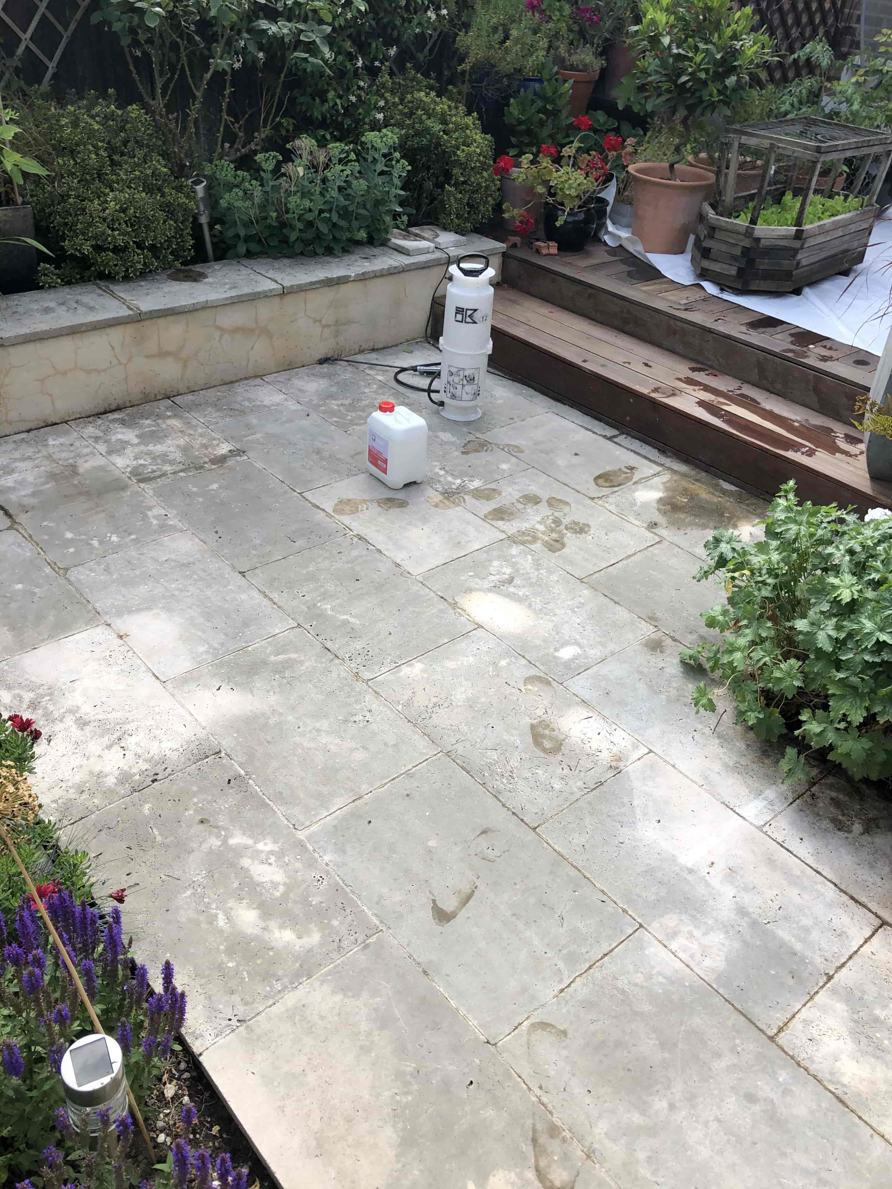 Travertine Patio During Cleaning Hackney E5