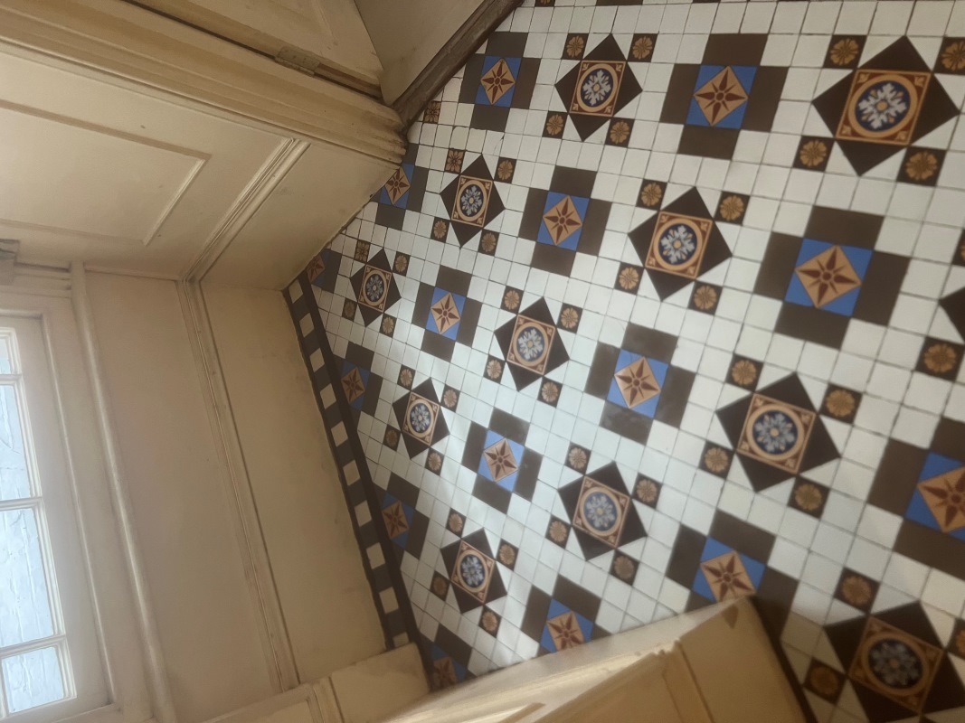 Victorian Encaustic Tiled Hallway Floor After Restoration Wanstead