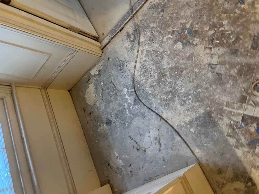 Victorian Encaustic Tiled Hallway Floor Before Restoration Wanstead