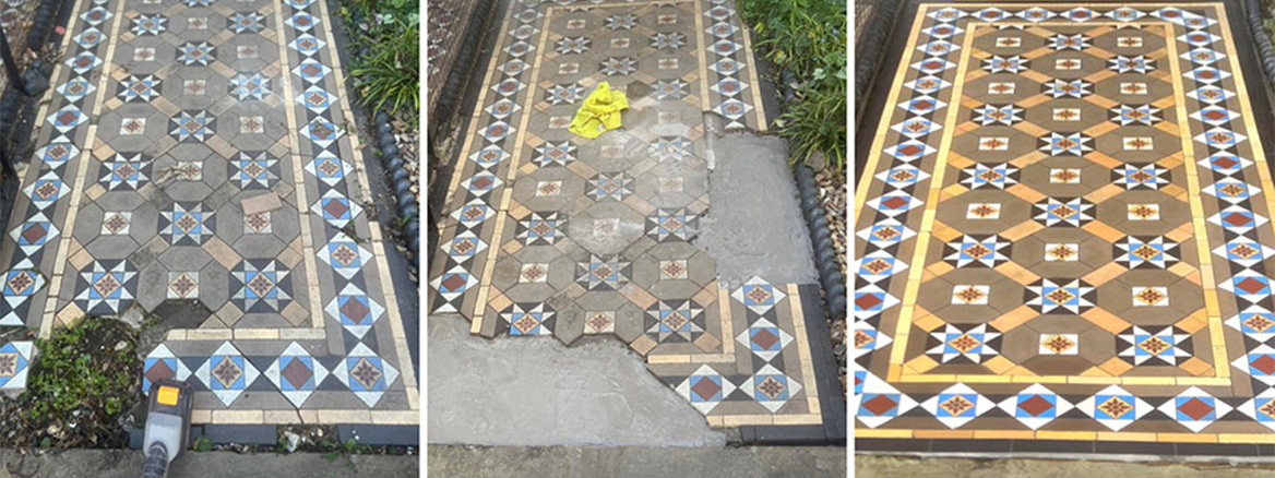 Encaustic Tiled Victorian Path Restoration Hornchurch